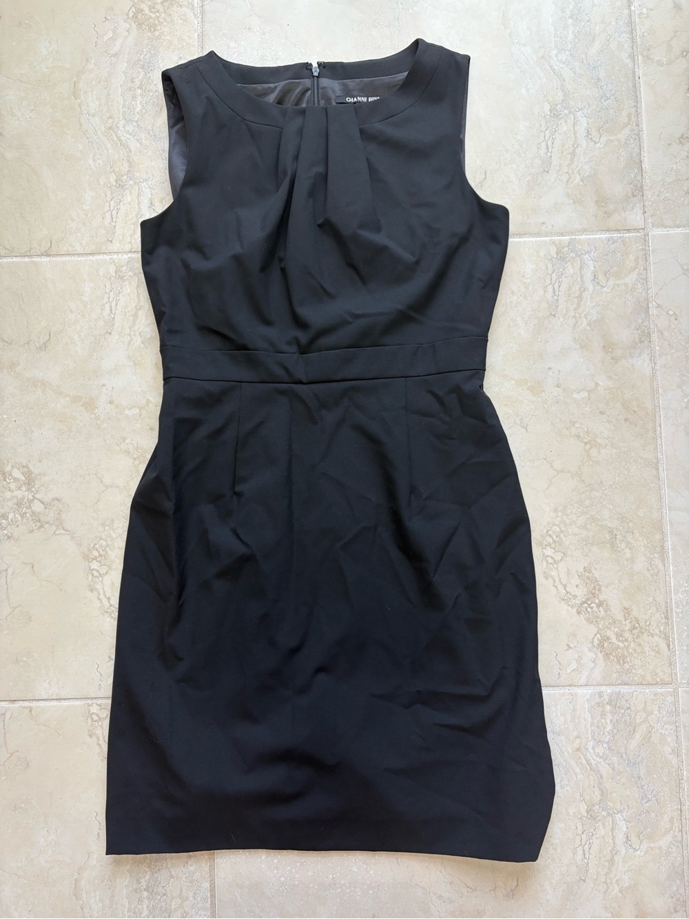 Gianni Bini Black Sleeveless Pleat-Front Sheath Dress